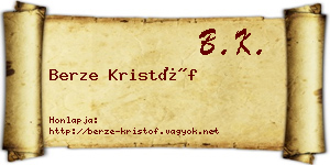 Berze Kristóf névjegykártya