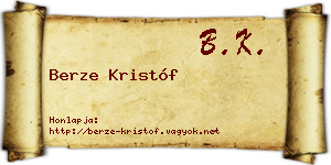 Berze Kristóf névjegykártya